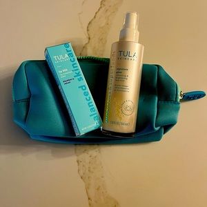 Tula, skin‎ care, bundle, glow, face mist, and lip, SOS treatment & bag NWT